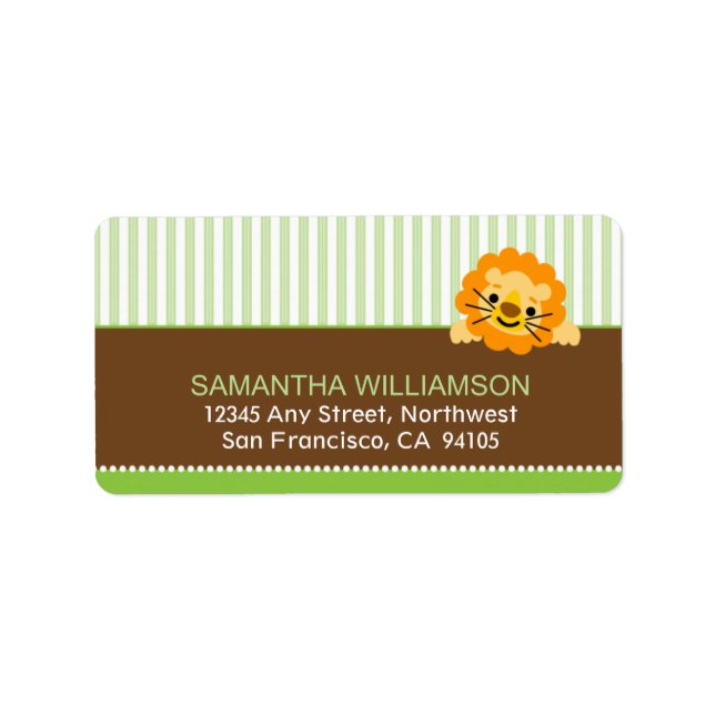 Darling Lion Return Address Labels (green) (Front)
