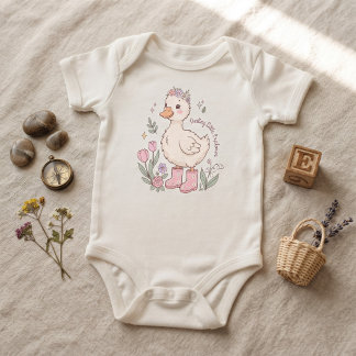 Darling Little Explorer Cute Duck Floral Baby Bodysuit