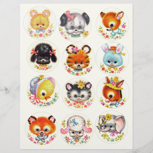 Darling Mid-Century Animals inside Circle Outline (Front)