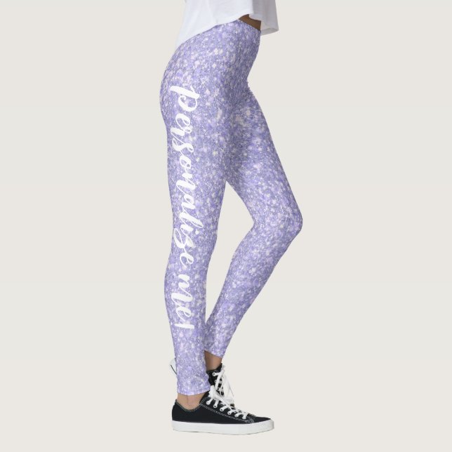 Darling Pale Purple Glitter CUSTOM TEXT Leggings (Right)