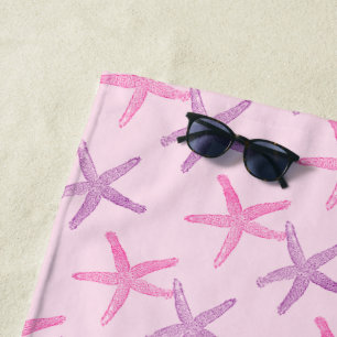 Darling Pink and Purple Starfish Beach Towel
