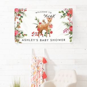Darling Reindeer   Christmas Baby Shower Welcome Banner