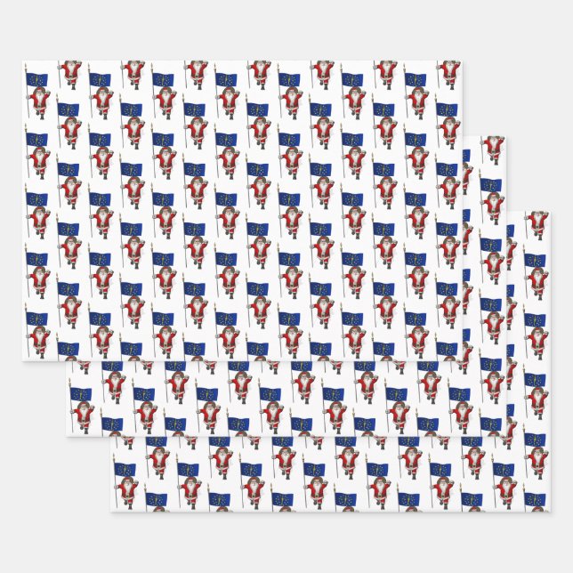 Darling Santa Claus Visits Indiana Wrapping Paper Sheet (Set)