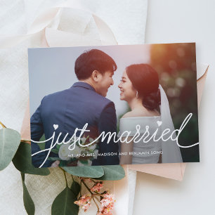 Darling Script Editable Colour Wedding Announcemen Thank You Card