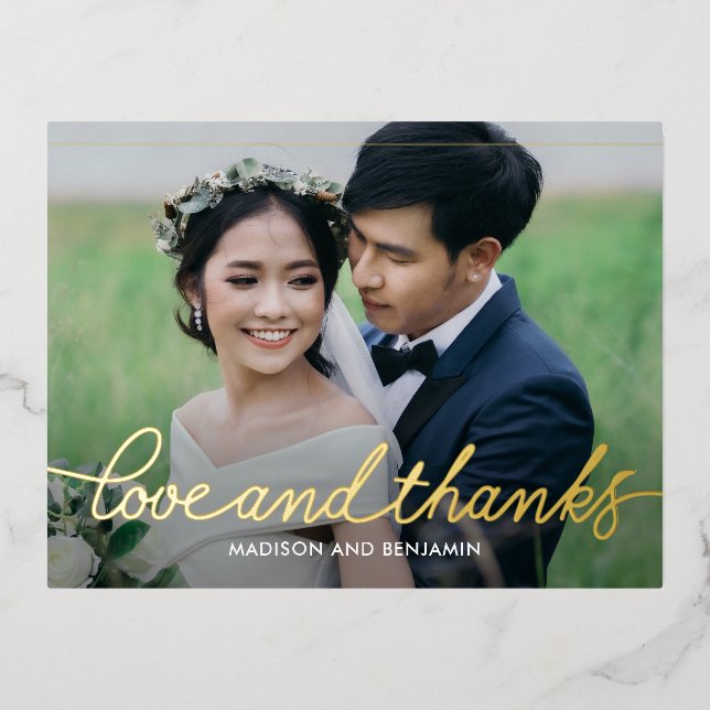 Darling Script FOIL Thank You Postcard (Front)