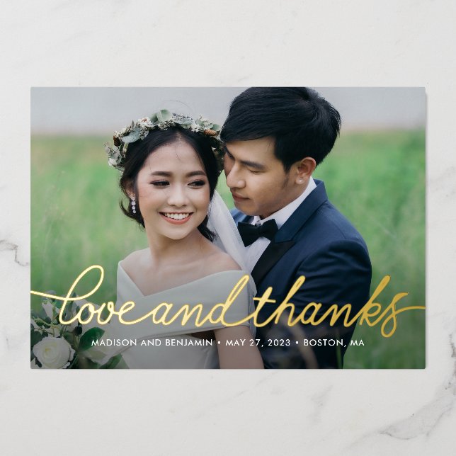 Darling Script REAL FOIL Photo Thank You Card (Front)