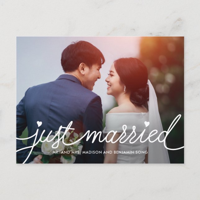 Darling Script Wedding Announcement Elopement Postcard (Front)