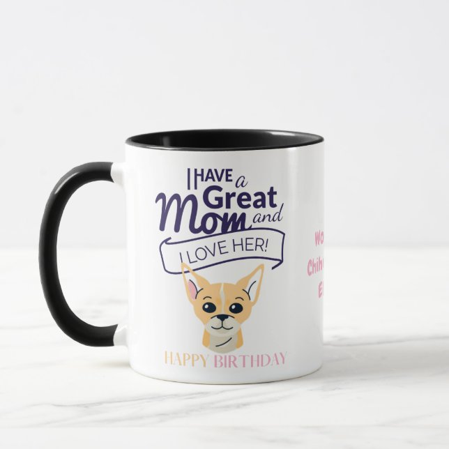 Darling Shorthaired Honey Chihuahua MOM Birthday Mug (Left)