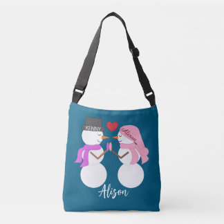 Darling Snowpeople in Love: Deep Sea Blue Crossbody Bag