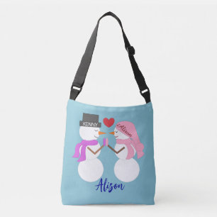 Darling Snowpeople in Love: Light Blue Crossbody Bag