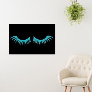 Darling Teal Blue Eyelashes Party Poster