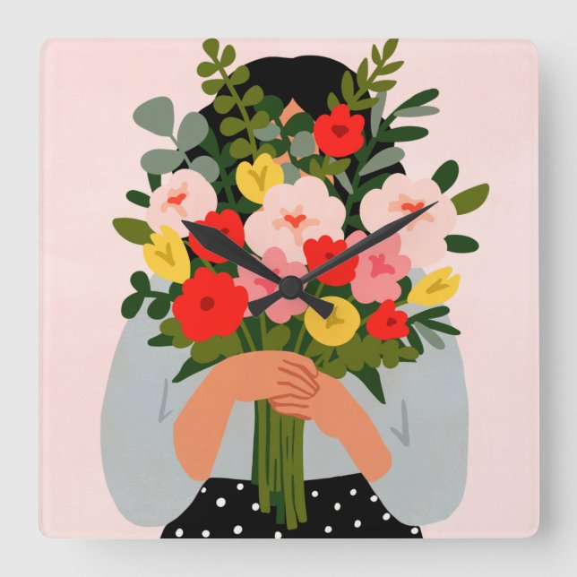 Darling Valentine II Square Wall Clock (Front)