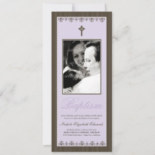 Darling Victorian 4x9.25" Lilac Baptism Invitation