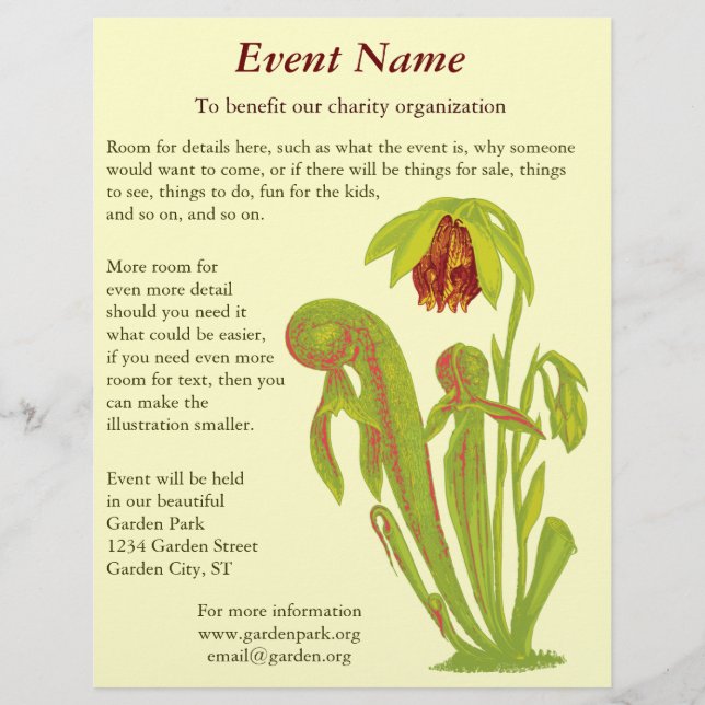Darlingtonia californica, Carnivorous Plant Flyer (Front)