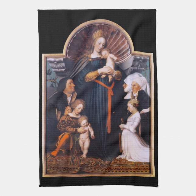 Darmstadt Madonna, Holbein the Younger Tea Towel (Vertical)
