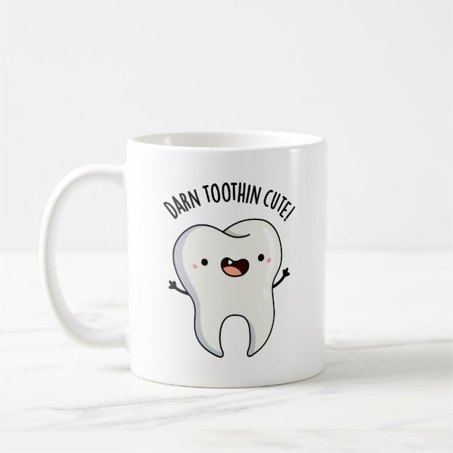 Darn Tooth-in Cute Funny Tooth Pun  Coffee Mug (Left)