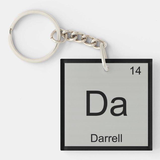 Darrell Name Chemistry Element Periodic Table Key Ring (Front)