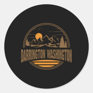 Darrington Washington Mountain Print Classic Round Sticker