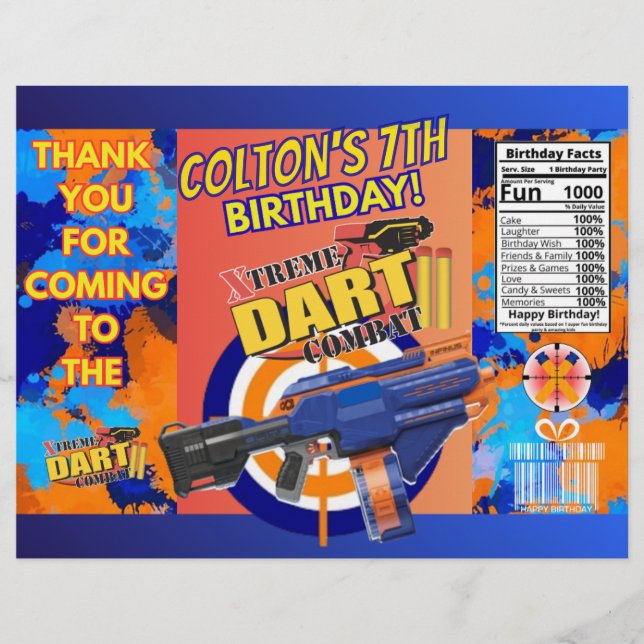 Dart Battle Birthday Chip Bag! Flyer (Front)