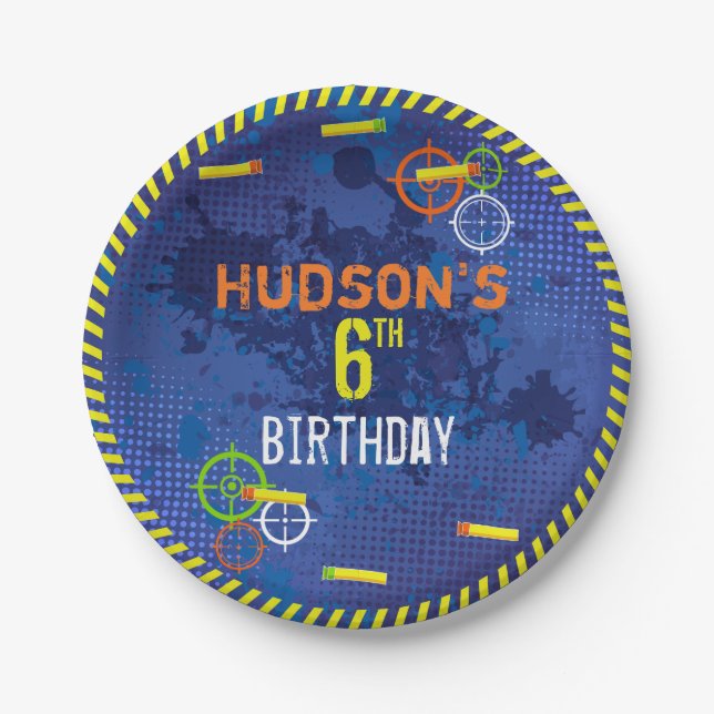 Dart Birthday Party Wars Food Paper Plate (Front)