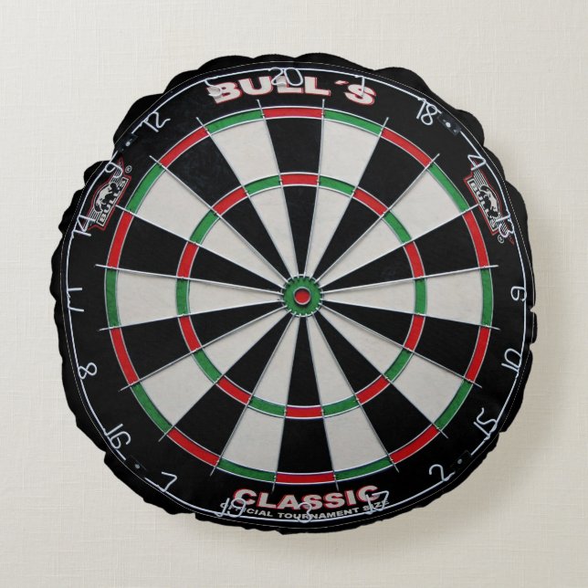 Dart Board Black White Round Cushion (Front)