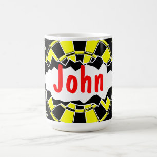 Dart board coffee mug with personalised name