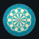 Dart Board: Cream, Turquoise, And Teal Dartboard<br><div class="desc">Cream,  Turquoise,  And Teal Coloured Dart Board Game Including 6 Brass Darts</div>