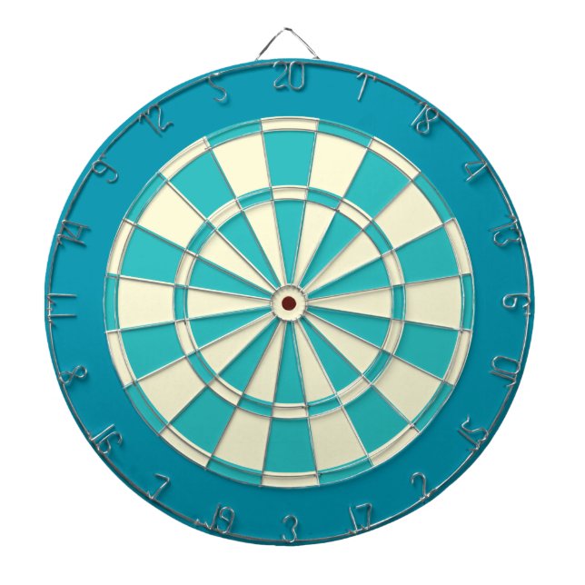 Dart Board: Cream, Turquoise, And Teal Dartboard (Front)