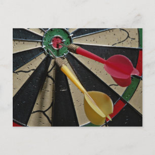 Dart board game postcard
