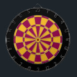 Dart Board: Gold, Burgundy, And Black Dartboard<br><div class="desc">Gold,  Burgundy,  And Black Coloured Dart Board Game Including 6 Brass Darts</div>