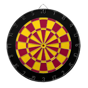 Dart Board: Golden Yellow, Maroon, And Black Dartboard