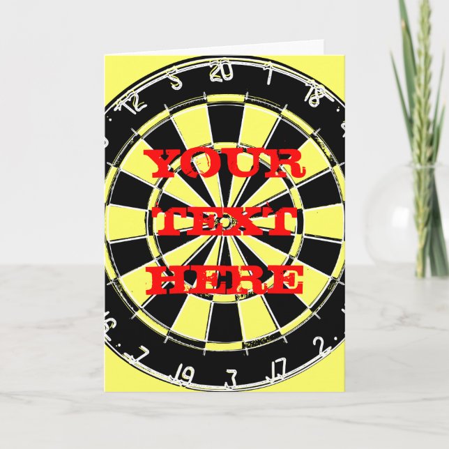 Dart board greeting card with custom text (Front)