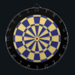 Dart Board: Old Gold, Navy Blue, And Black Dartboard<br><div class="desc">Old Gold,  Navy Blue,  And Black Coloured Dart Board Game Including 6 Brass Darts</div>