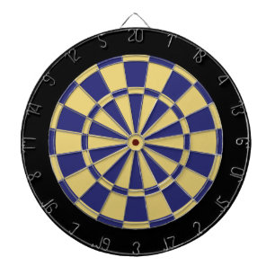 Dart Board: Old Gold, Navy Blue, And Black Dartboard