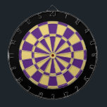 Dart Board: Old Gold, Purple, And Black Dartboard<br><div class="desc">Old Gold,  Purple,  And Black Coloured Dart Board Game Including 6 Brass Darts</div>