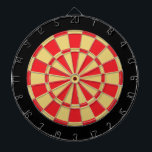 Dart Board: Old Gold, Red, And Black Dartboard<br><div class="desc">Old Gold,  Red,  And Black Coloured Dart Board Game Including 6 Brass Darts</div>