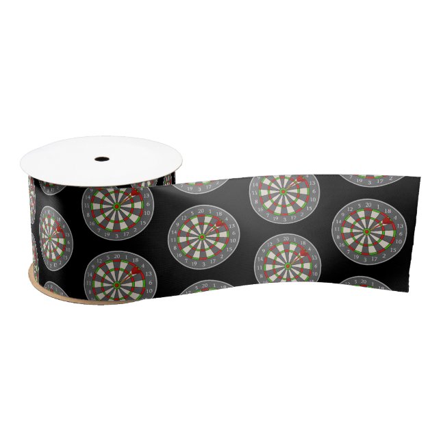 Dart Board On Black Satin Ribbon (Spool)