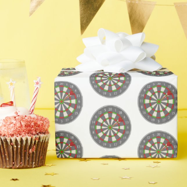 Dart Board On White Wrapping Paper (Birthday Party)