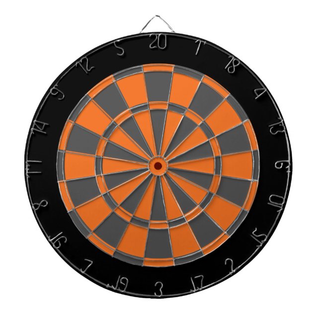 Dart Board: Orange, Charcoal Grey, And Black Dartboard (Front)