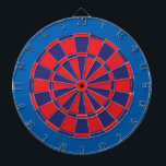 Dart Board: Red, Navy, And Blue Dartboard<br><div class="desc">Red,  Navy,  And Blue Coloured Dart Board Game Including 6 Brass Darts</div>