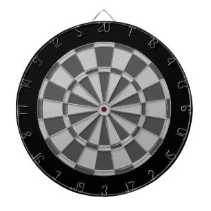 Dart Board: Silver, Charcoal Grey, And Black Dartboard