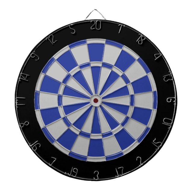Dart Board: Silver Grey, Blue, And Black Dartboard (Front)