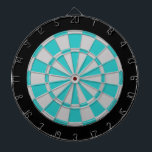 Dart Board: Silver Grey, Turquoise, And Black Dartboard<br><div class="desc">Silver Grey,  Turquoise,  And Black Coloured Dart Board Game Including 6 Brass Darts</div>