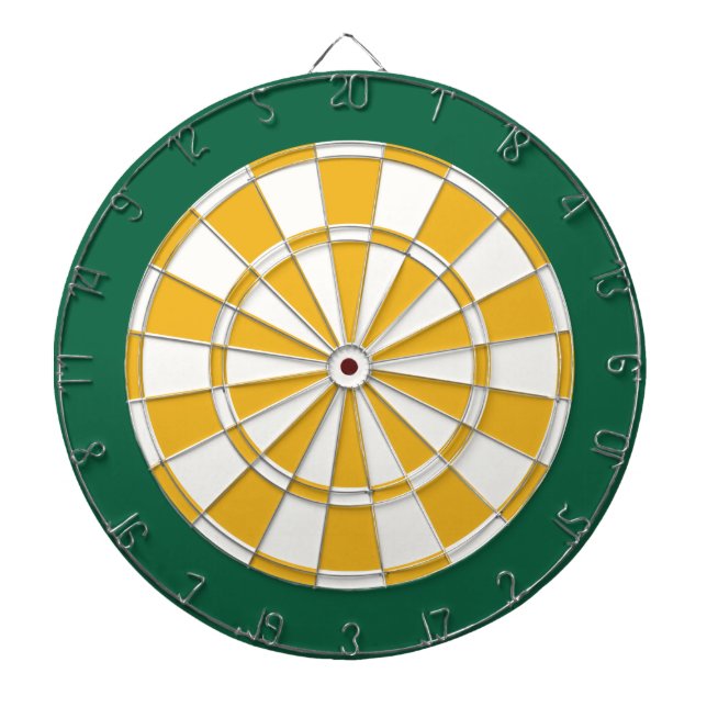 Dart Board: White, Gold, And Green Dartboard (Front)
