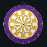 Dart Board: White, Gold, And Purple Dartboard<br><div class="desc">White,  Gold,  And Purple Coloured Dart Board Game Including 6 Brass Darts</div>