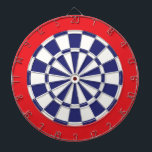Dart Board: White, Navy Blue, And Red Dartboard<br><div class="desc">White, Navy Blue, And Red Coloured Dart Board Game Including 6 Brass Darts</div>