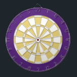 Dart Board: White, Old Gold, And Purple Dartboard<br><div class="desc">White,  Old Gold,  And Purple Coloured Dart Board Game Including 6 Brass Darts</div>
