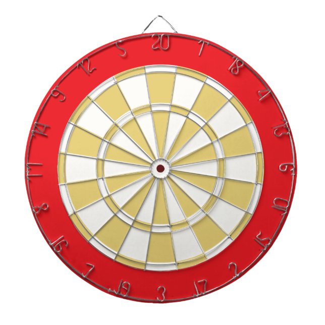 Dart Board: White, Old Gold, And Red Dartboard (Front)
