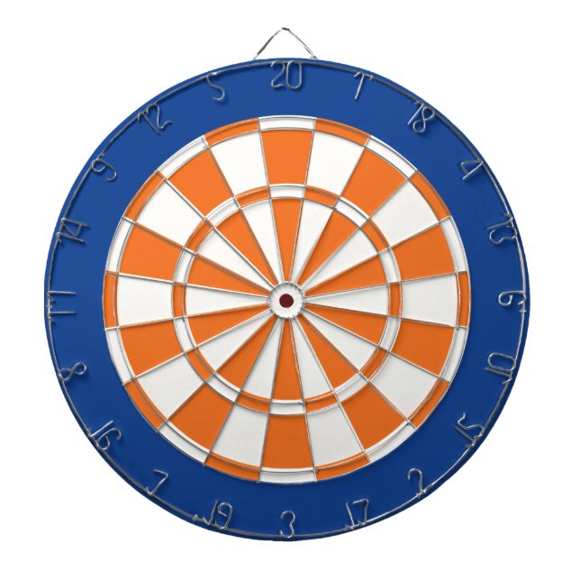 Dart Board: White, Orange, And Blue Dartboard (Front)