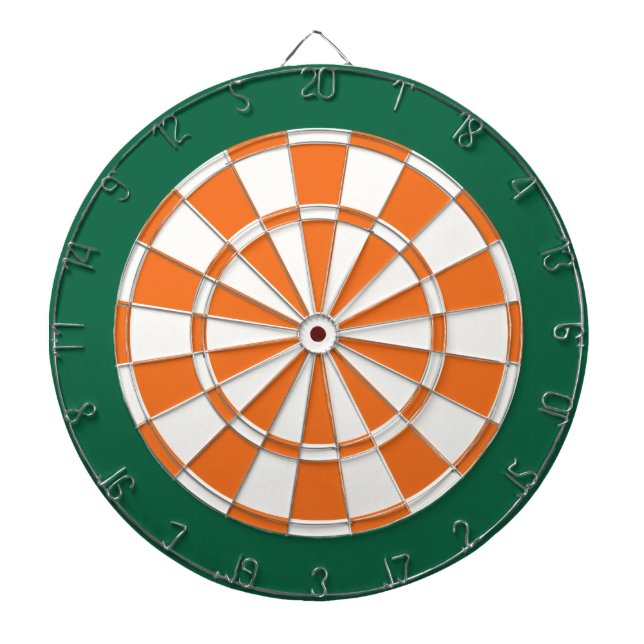Dart Board: White, Orange, And Dark Green Dartboard (Front)